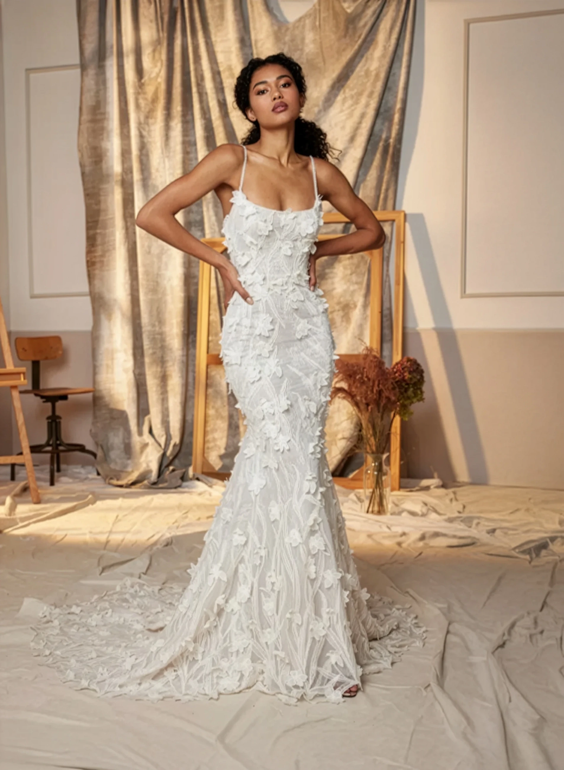 Model wearing a bridal gown.