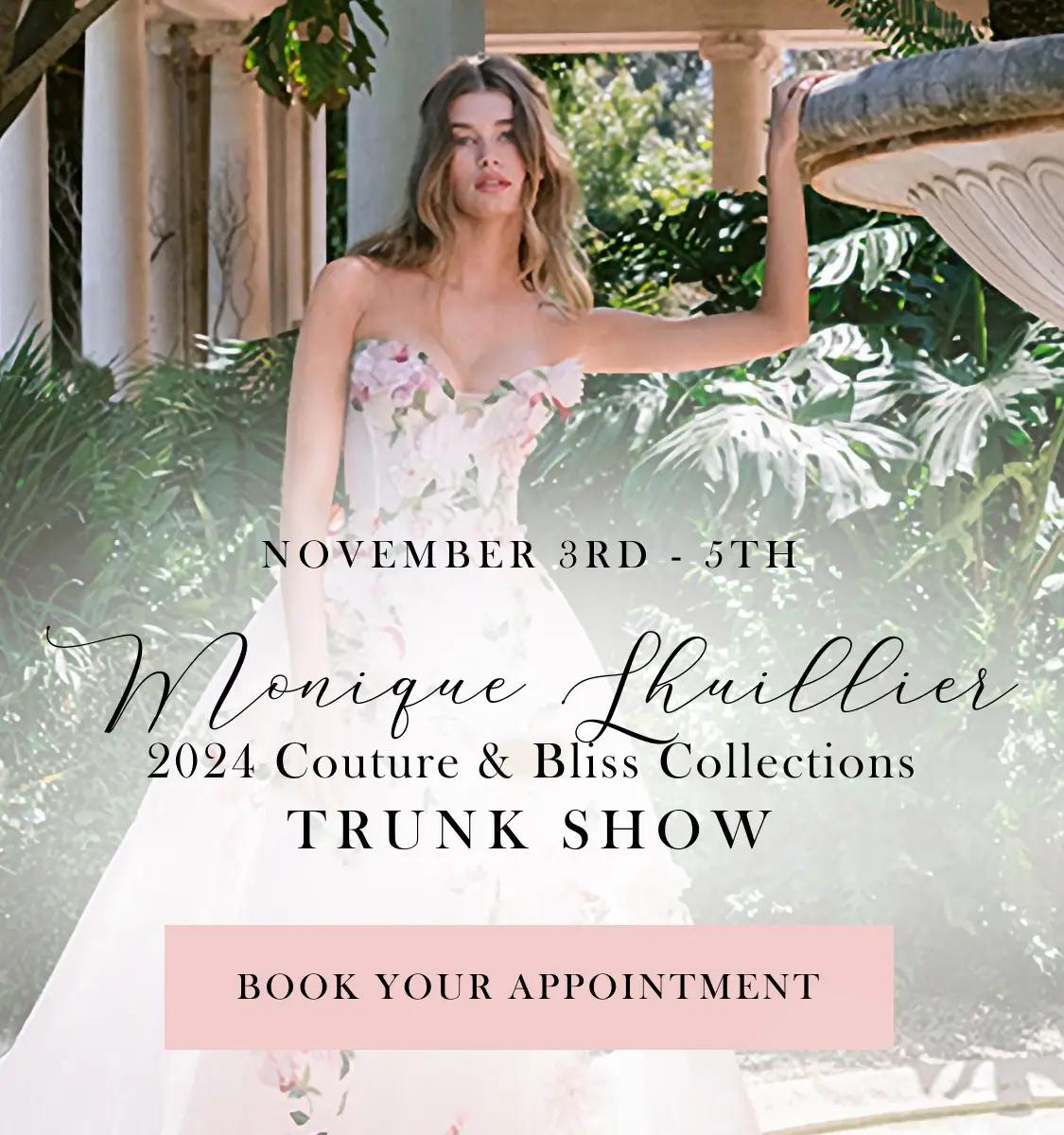 Monique Lhuillier 2024 Couture & Bliss Collections Trunk Show Banner Mobile