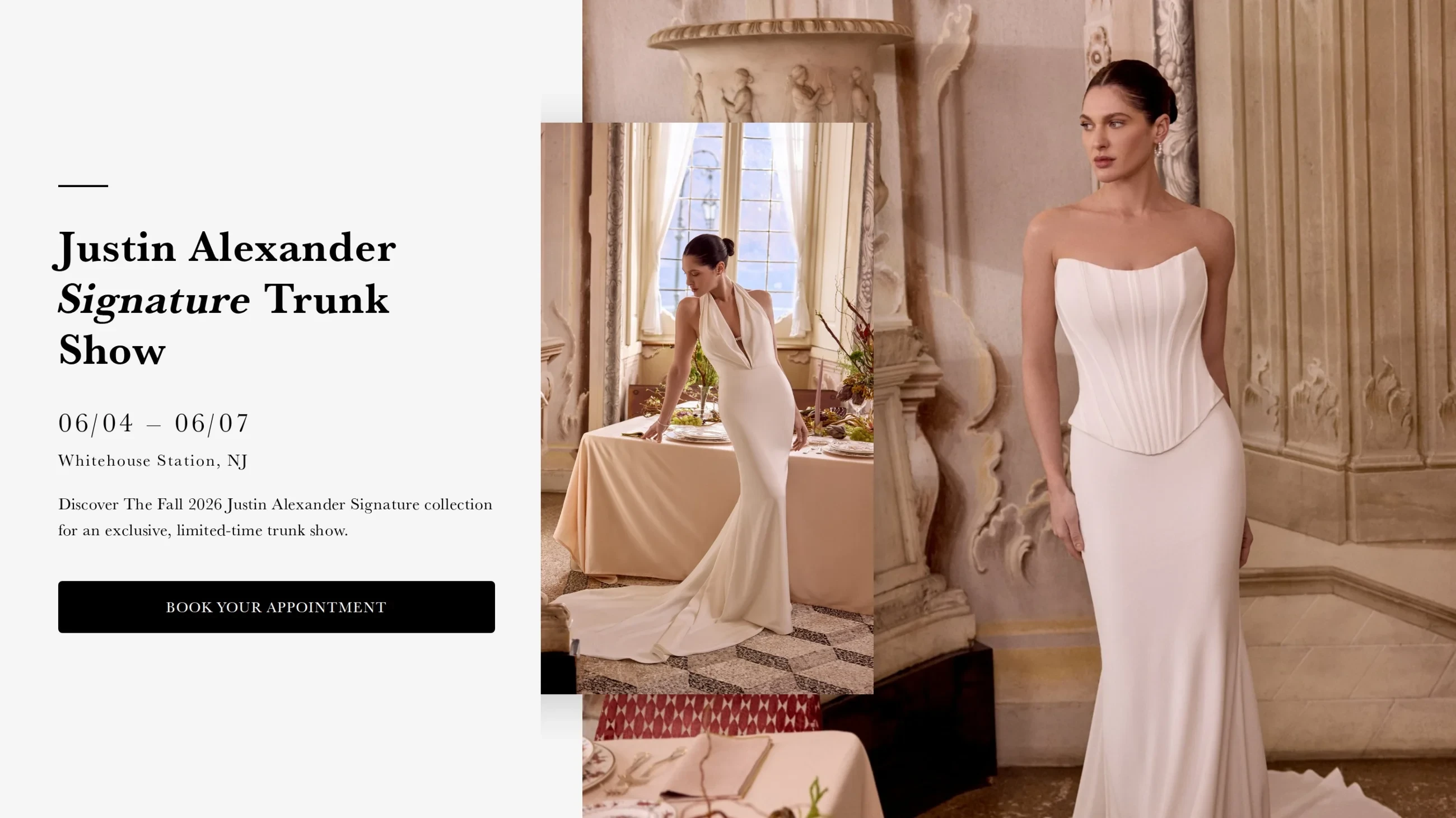 Justin Alexander Signature Trunk Show Banner