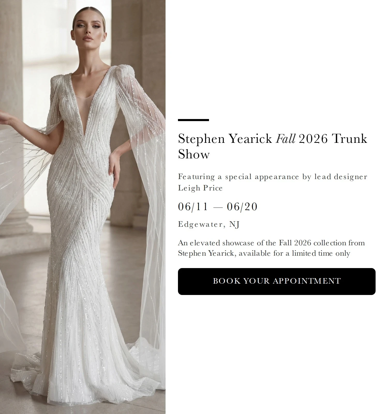 Stephen Yearick Fall 2026 Trunk Show Banner